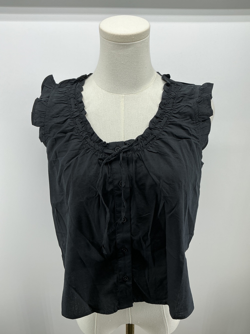 Cotton Viscose Voile Ruffle Trim Tank